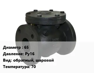 Клапан чугунный 65 Ру16 обратный, шаровой 70